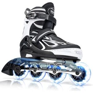 2PM Sports Roller Blades Adjustable Youth Large Flashing Wheel Lights-Up Skates